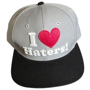 Gray and Black 'I ♥ Haters!' Snapback Hat